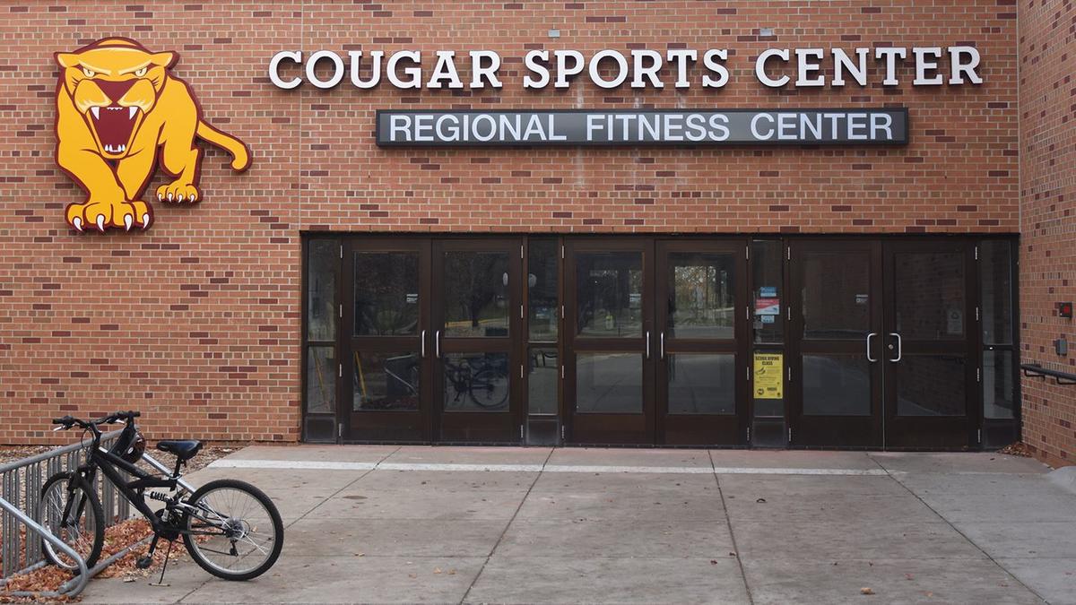 Cougar Sports Center sign on building