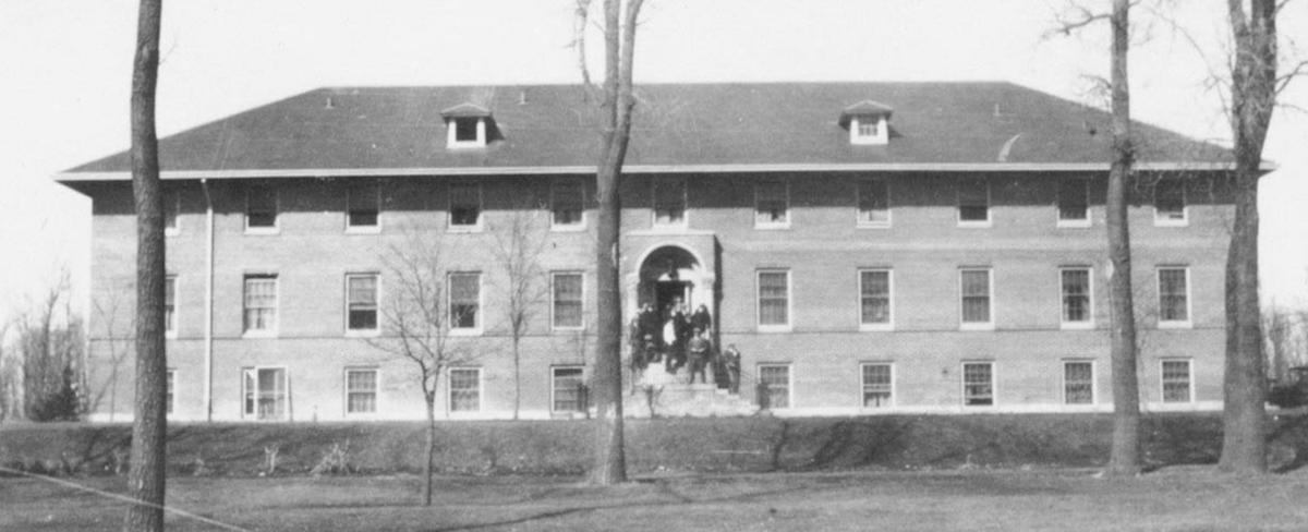 Junior Hall and front lawn, ca. 1925